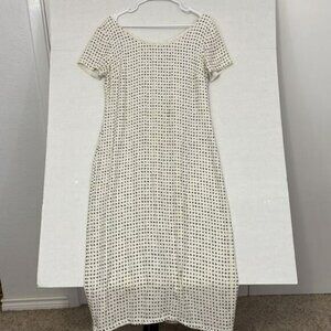 Dennis Goldsmith Midi Dress, Lined, Rear Zip, Cream, Medium